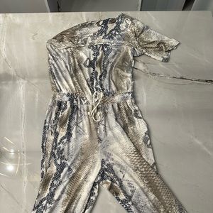 Stanton one shoulder snakeskin print jumpsuit